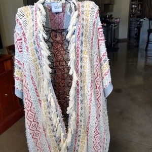 CAbi sweater/Geometric Stripe Poncho